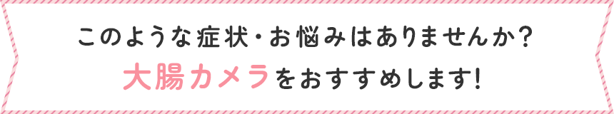このような症状・お悩みはありませんか？大腸カメラをおすすめします！