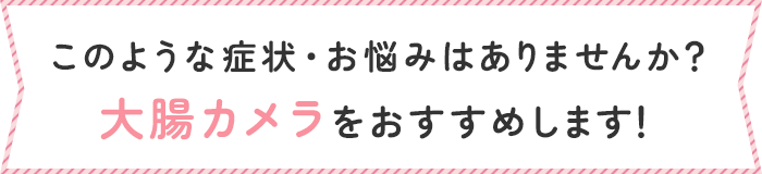 このような症状・お悩みはありませんか？大腸カメラをおすすめします！