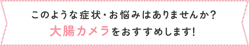 このような症状・お悩みはありませんか？大腸カメラをおすすめします！