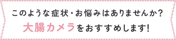 このような症状・お悩みはありませんか？大腸カメラをおすすめします！