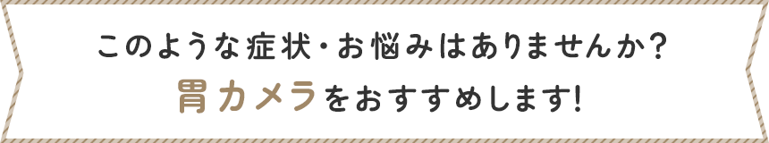 このような症状・お悩みはありませんか？胃カメラをおすすめします！