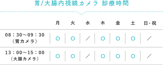 胃/大腸内視鏡カメラ 診療時間